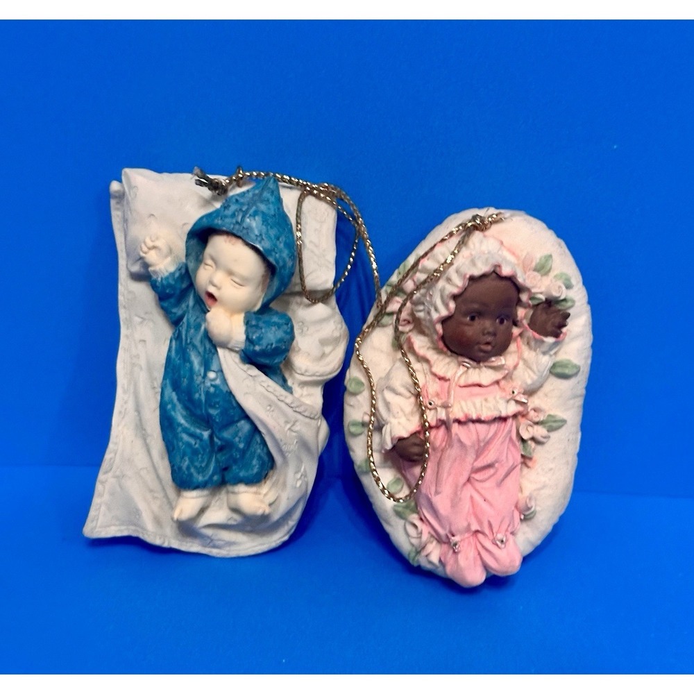 (Lot Of 2) Vintage Ashton Drake YOLANDO BELLO BABIES Mini Doll Ornaments 3"